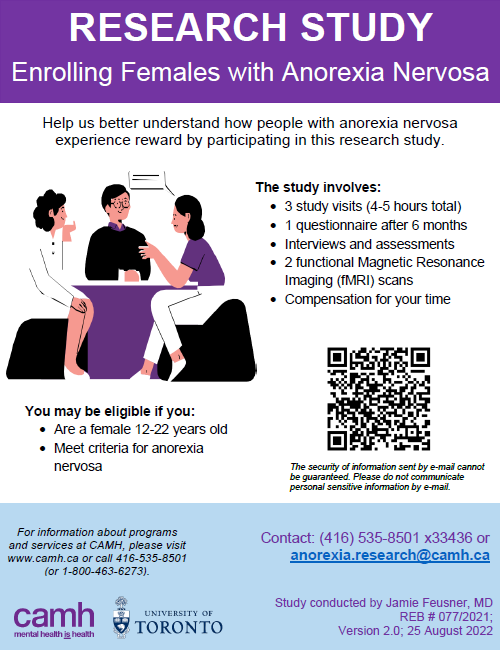 research study enrolling females with anorexia nervosa